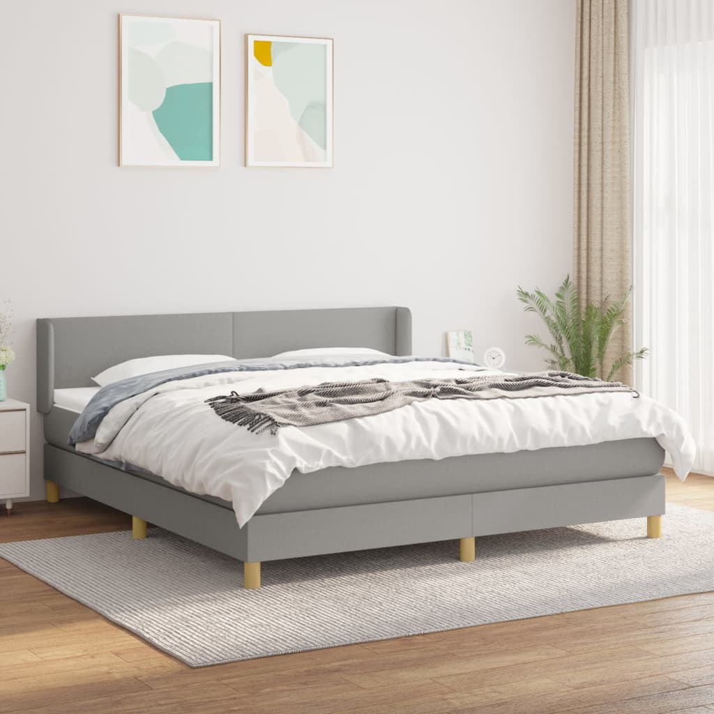 JUNG Vida Boxspringbett mit Matratze Hellgrau 160x200 cm Stoff