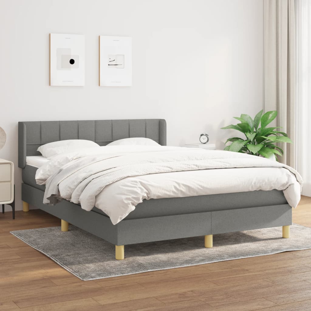 JUNG Vida Boxspringbett mit Matratze Dunkelgrau 140x190 cm Stoff