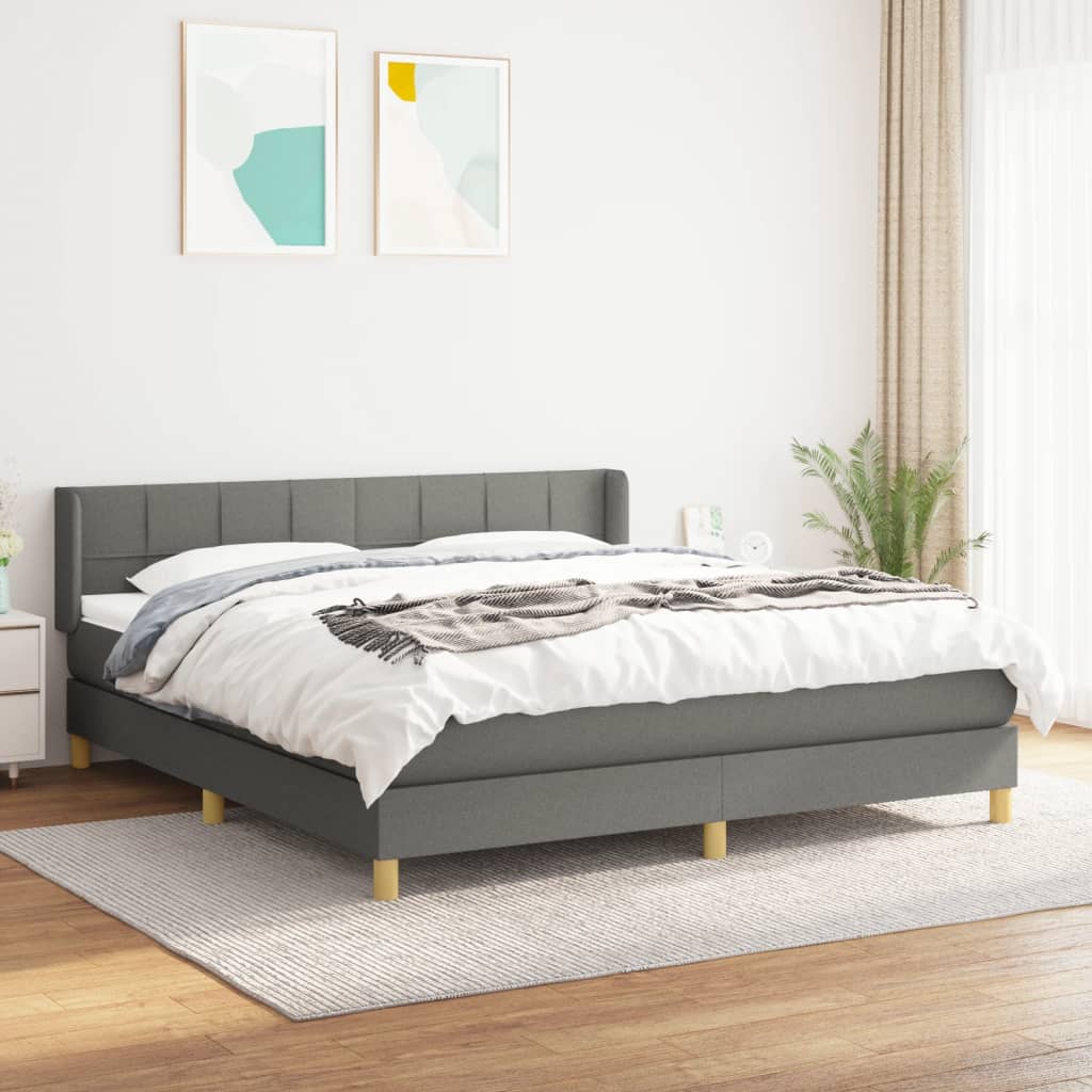 JUNG Vida Boxspringbett mit Matratze Dunkelgrau 160x200 cm Stoff