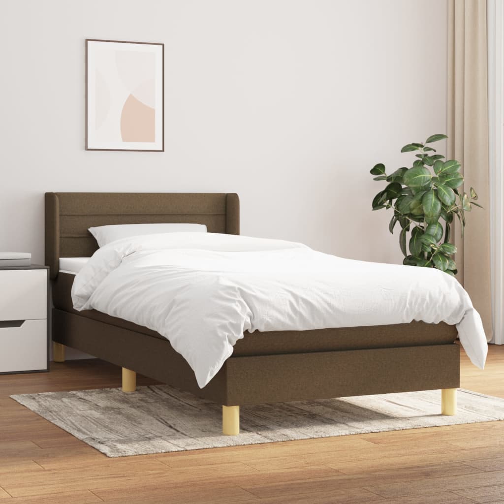 JUNG Vida Boxspringbett mit Matratze Dunkelbraun 90x200 cm Stoff