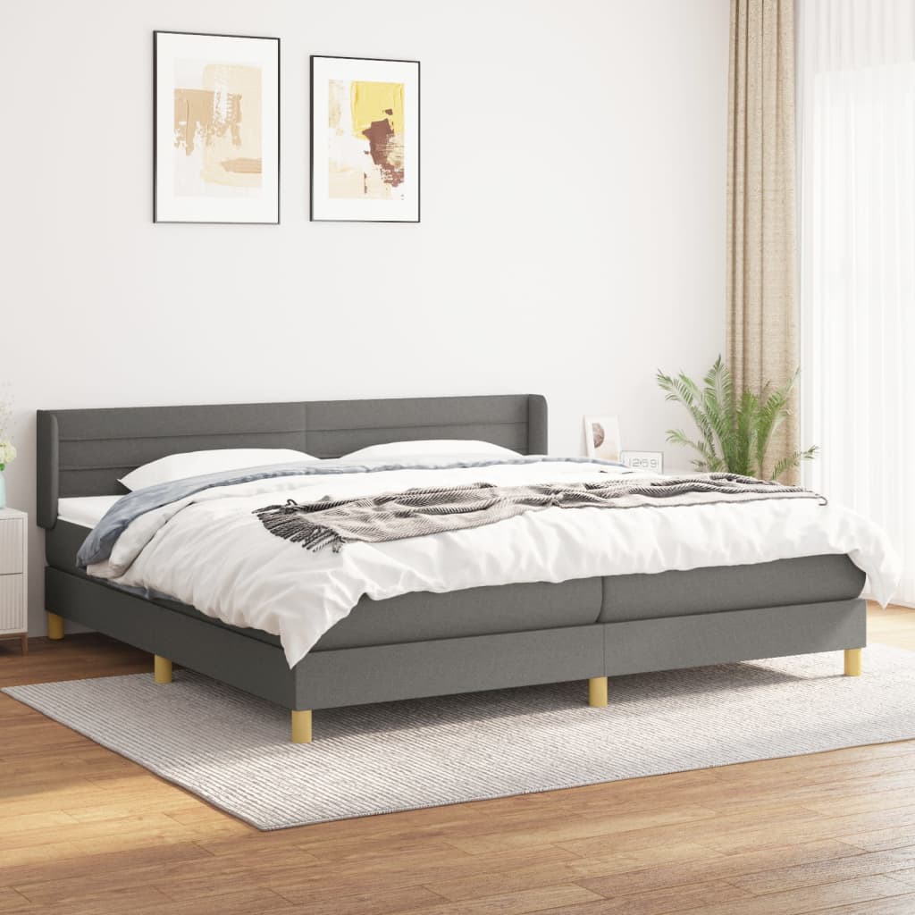 JUNG Vida Boxspringbett mit Matratze Dunkelgrau 200x200 cm Stoff
