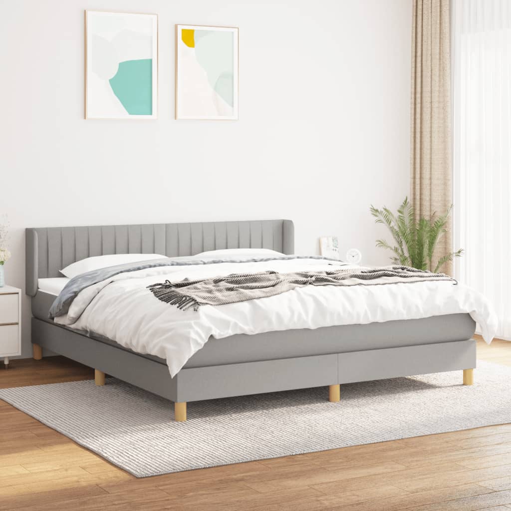 JUNG Vida Boxspringbett mit Matratze Hellgrau 160x200 cm Stoff