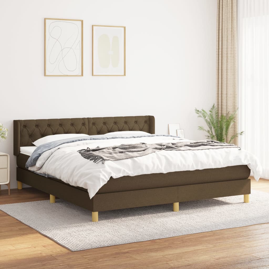 JUNG Vida Boxspringbett mit Matratze Dunkelbraun 160x200 cm Stoff