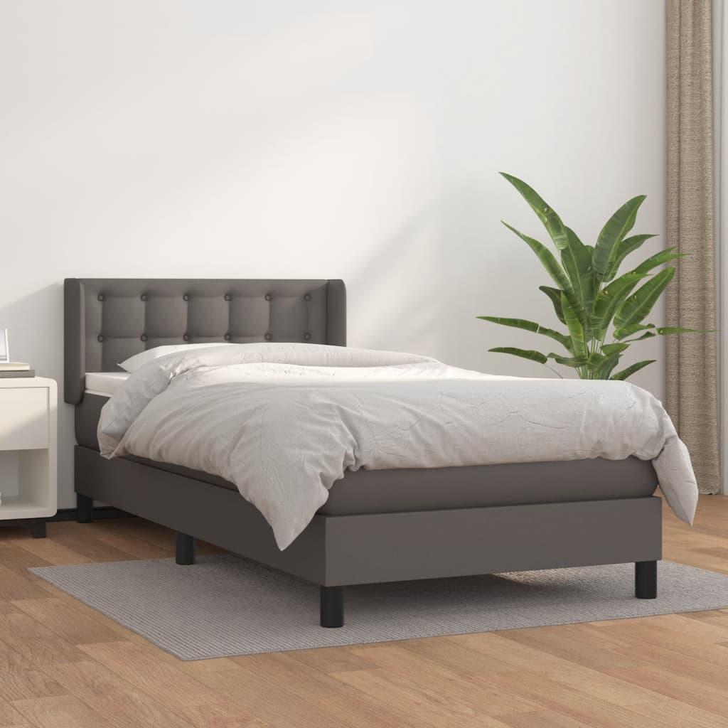 JUNG Vida Boxspringbett mit Matratze Grau 100x200 cm Kunstleder