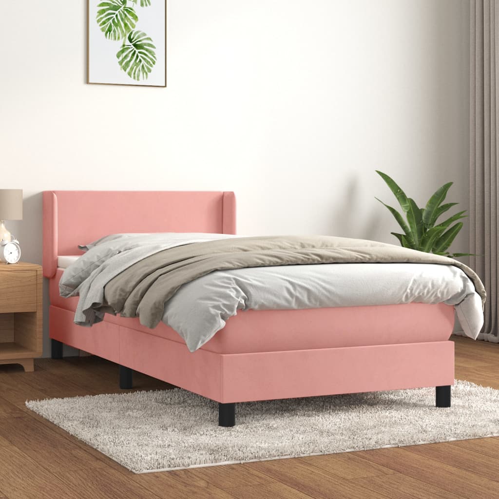 JUNG Vida Boxspringbett mit Matratze Rosa 100x200 cm Samt