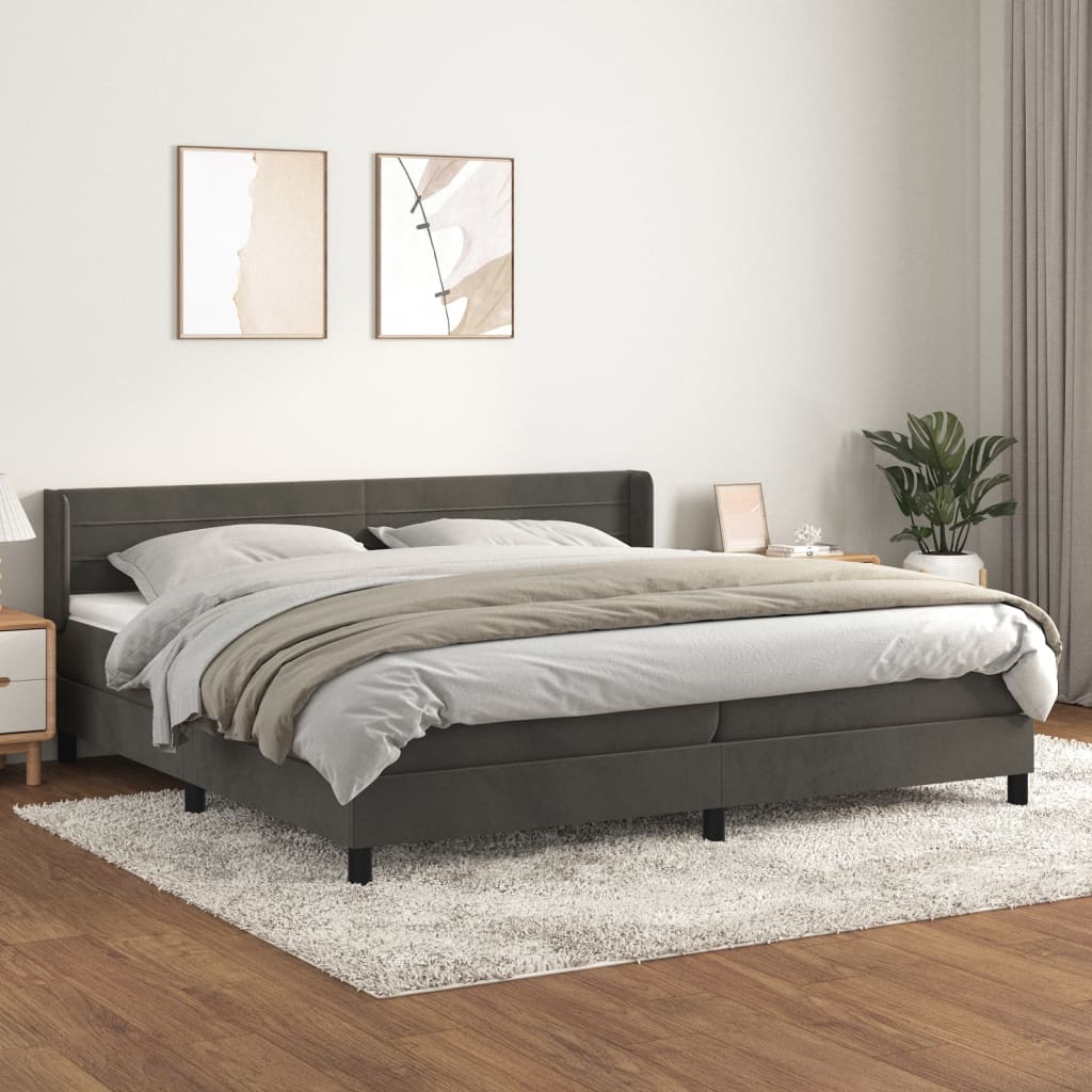 JUNG Vida Boxspringbett mit Matratze Dunkelgrau 200x200 cm Samt
