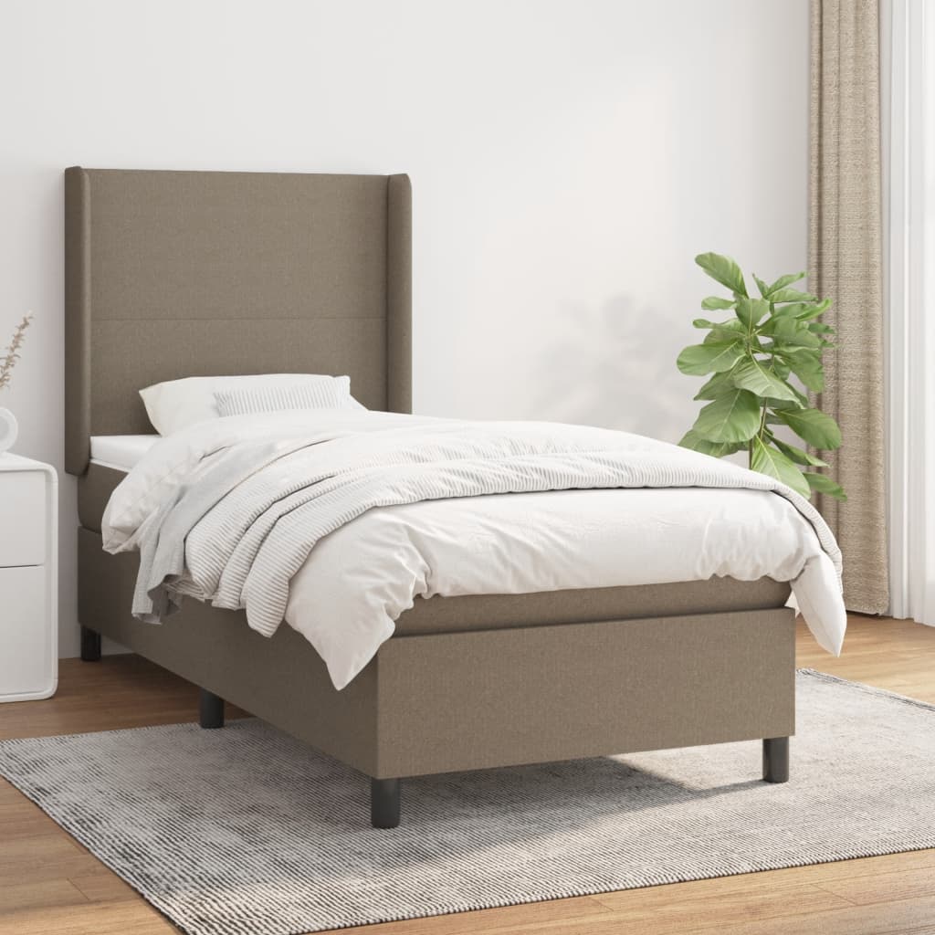 JUNG Vida Boxspringbett mit Matratze Taupe 90x190 cm Stoff