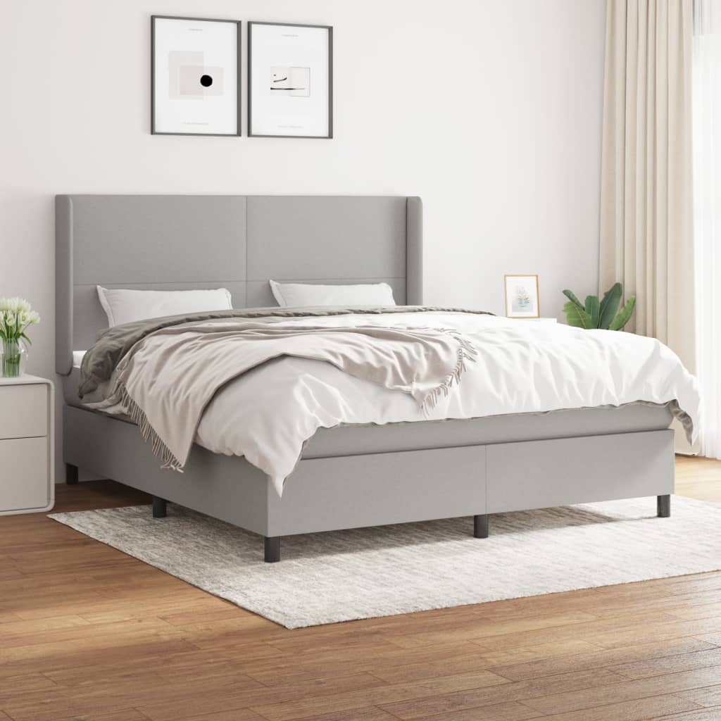 JUNG Vida Boxspringbett mit Matratze Hellgrau 180x200 cm Stoff