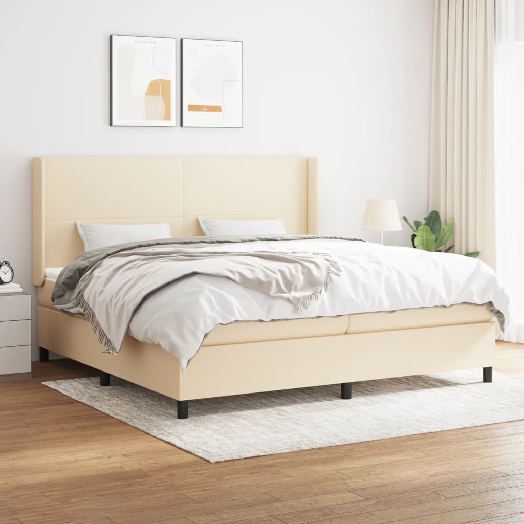 JUNG Vida Boxspringbett mit Matratze Creme 200x200 cm Stoff