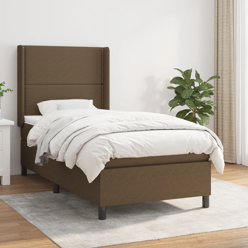 JUNG Vida Boxspringbett mit Matratze Dunkelbraun 80x200 cm Stoff