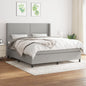JUNG Vida Boxspringbett mit Matratze Hellgrau 180x200 cm Stoff