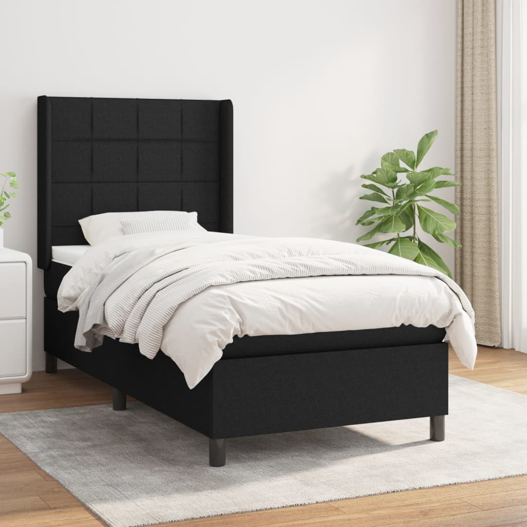 JUNG Vida Boxspringbett mit Matratze Schwarz 80x200 cm Stoff