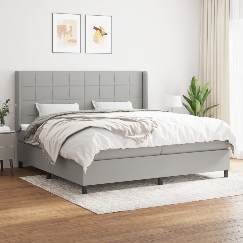 JUNG Vida Boxspringbett mit Matratze Hellgrau 200x200 cm Stoff