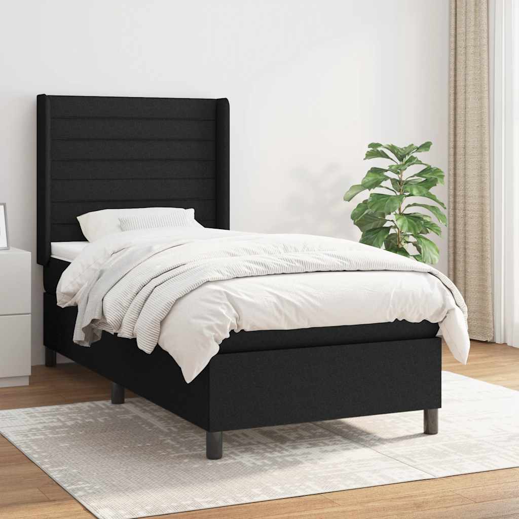 JUNG Vida Boxspringbett mit Matratze Schwarz 90x200 cm Stoff
