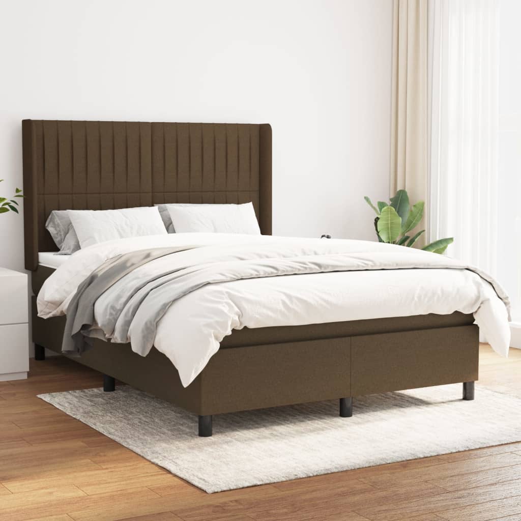 JUNG Vida Boxspringbett mit Matratze Dunkelbraun 140x200 cm Stoff