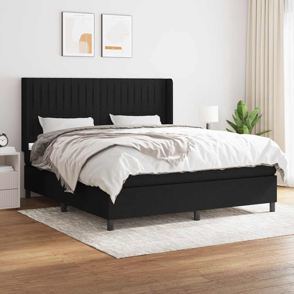 JUNG Vida Boxspringbett mit Matratze Schwarz 160x200 cm Stoff