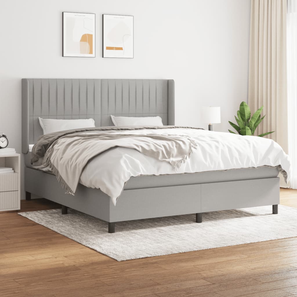 JUNG Vida Boxspringbett mit Matratze Hellgrau 180x200 cm Stoff