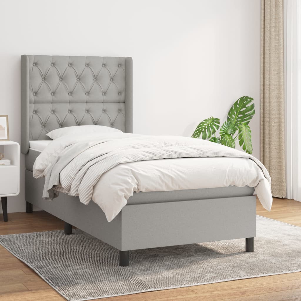 JUNG Vida Boxspringbett mit Matratze Hellgrau 80x200 cm Stoff