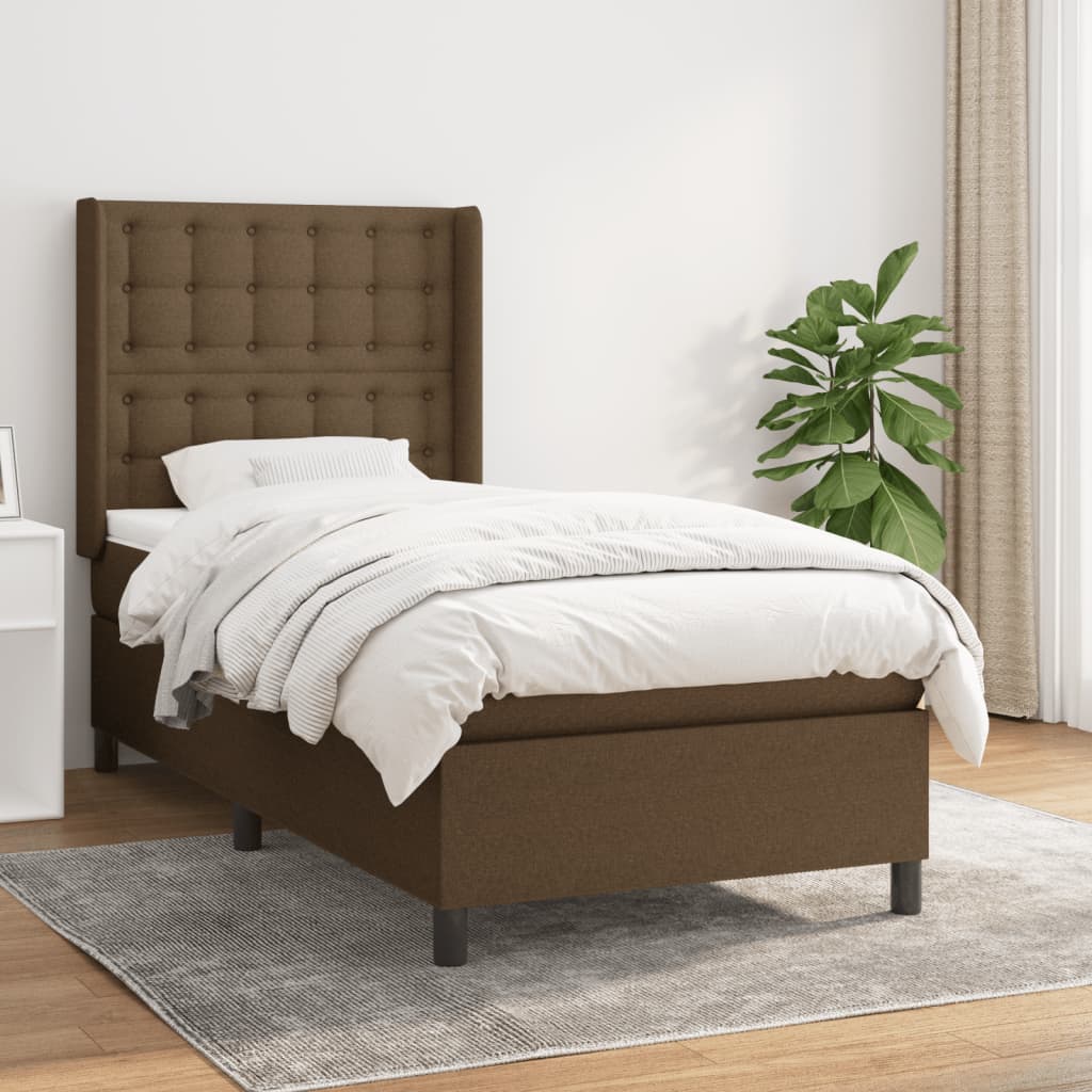 JUNG Vida Boxspringbett mit Matratze Dunkelbraun 90x190 cm Stoff