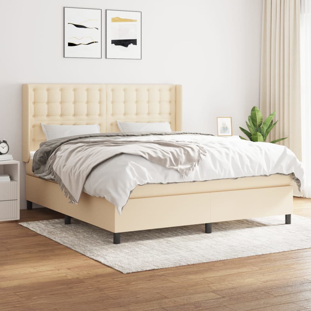 JUNG Vida Boxspringbett mit Matratze Creme 180x200 cm Stoff