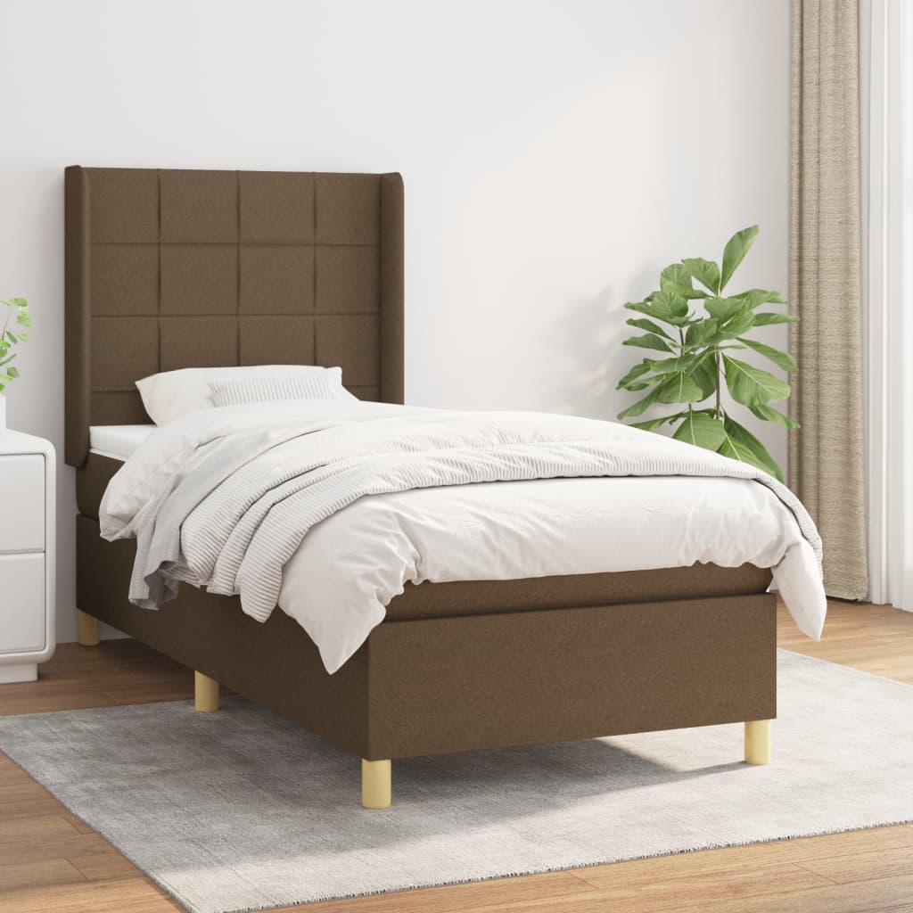 JUNG Vida Boxspringbett mit Matratze Dunkelbraun 90x200 cm Stoff