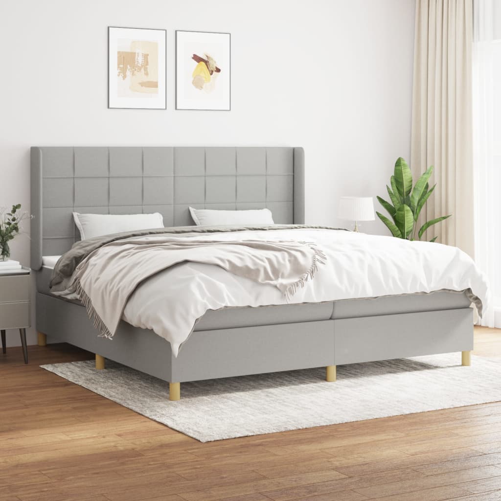 JUNG Vida Boxspringbett mit Matratze Hellgrau 200x200 cm Stoff
