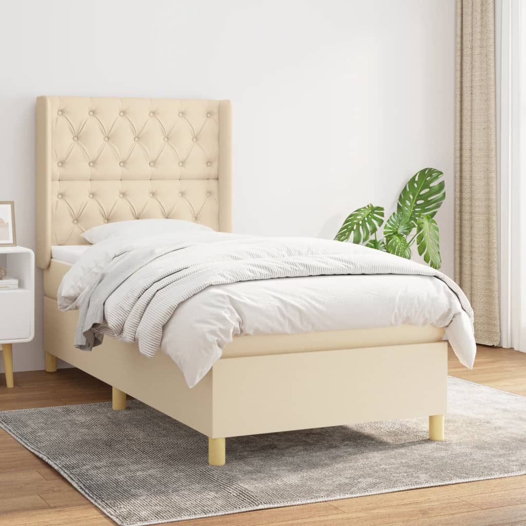 JUNG Vida Boxspringbett mit Matratze Creme 80x200 cm Stoff
