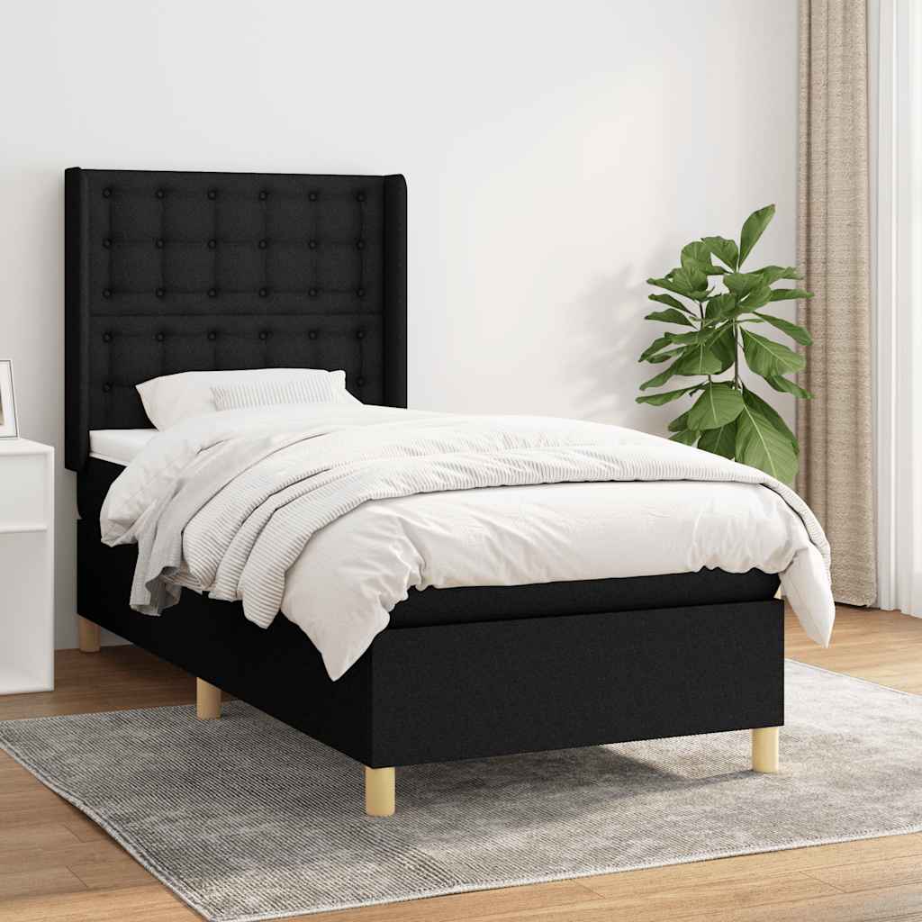 JUNG Vida Boxspringbett mit Matratze Schwarz 90x190 cm Stoff