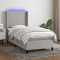 JUNG Vida Boxspringbett mit Matratze & LED Hellgrau 90x190 cm Stoff