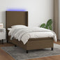 JUNG Vida Boxspringbett mit Matratze & LED Dunkelbraun 90x200 cm Stoff