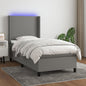 JUNG Vida Boxspringbett mit Matratze & LED Dunkelgrau 100x200 cm Stoff