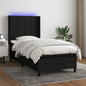 JUNG Vida Boxspringbett mit Matratze & LED Schwarz 100x200 cm Stoff