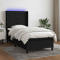 JUNG Vida Boxspringbett mit Matratze & LED Schwarz 90x200 cm Stoff