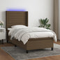 JUNG Vida Boxspringbett mit Matratze & LED Dunkelbraun 100x200 cm Stoff
