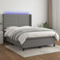 JUNG Vida Boxspringbett mit Matratze & LED Dunkelgrau 140x190 cm Stoff