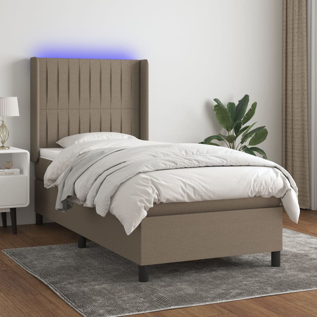 JUNG Vida Boxspringbett mit Matratze & LED Taupe 80x200 cm Stoff