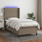 JUNG Vida Boxspringbett mit Matratze & LED Taupe 80x200 cm Stoff