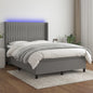JUNG Vida Boxspringbett mit Matratze & LED Dunkelgrau 140x200 cm Stoff