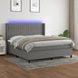 JUNG Vida Boxspringbett mit Matratze & LED Dunkelgrau 160x200 cm Stoff