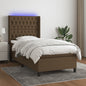 JUNG Vida Boxspringbett mit Matratze & LED Dunkelbraun 100x200 cm Stoff