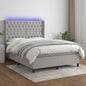 JUNG Vida Boxspringbett mit Matratze & LED Hellgrau 140x200 cm Stoff