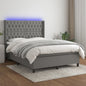 JUNG Vida Boxspringbett mit Matratze & LED Dunkelgrau 140x200 cm Stoff