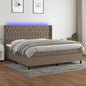 JUNG Vida Boxspringbett mit Matratze & LED Taupe 200x200 cm Stoff