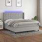 JUNG Vida Boxspringbett mit Matratze & LED Hellgrau 180x200 cm Stoff