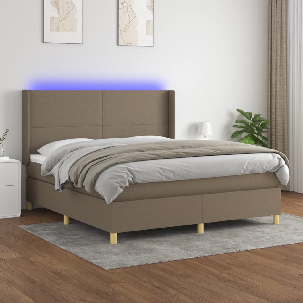 JUNG Vida Boxspringbett mit Matratze & LED Taupe 180x200 cm Stoff