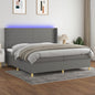 JUNG Vida Boxspringbett mit Matratze & LED Dunkelgrau 200x200 cm Stoff
