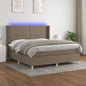 JUNG Vida Boxspringbett mit Matratze & LED Taupe 180x200 cm Stoff