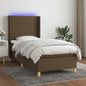 JUNG Vida Boxspringbett mit Matratze & LED Dunkelbraun 90x200 cm Stoff