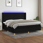 JUNG Vida Boxspringbett mit Matratze & LED Schwarz 200x200 cm Stoff