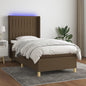 JUNG Vida Boxspringbett mit Matratze & LED Dunkelbraun 80x200 cm Stoff